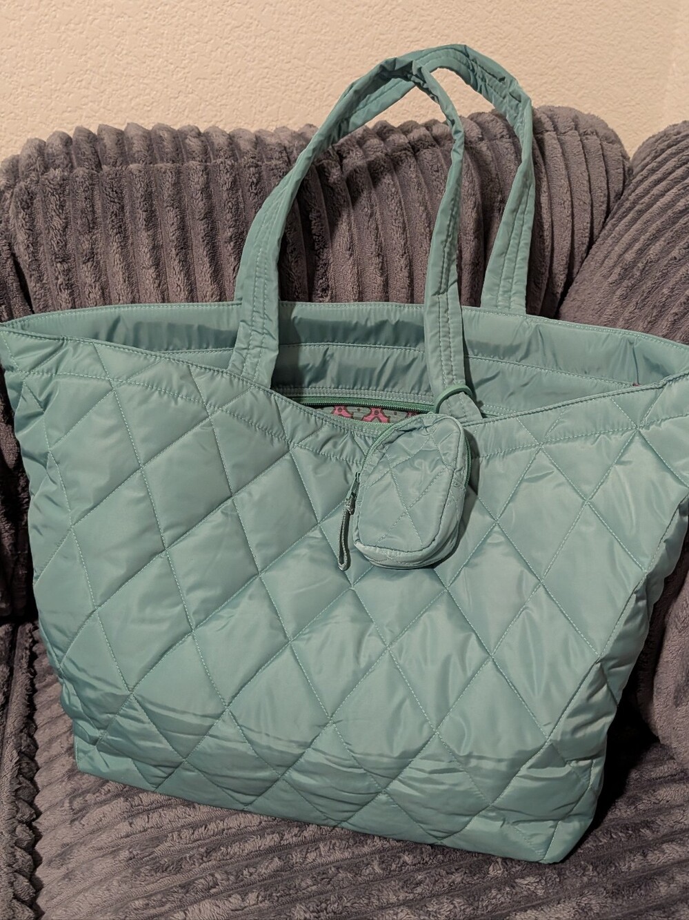 Vera Bradley Green Nylon Quilted Tote Bag